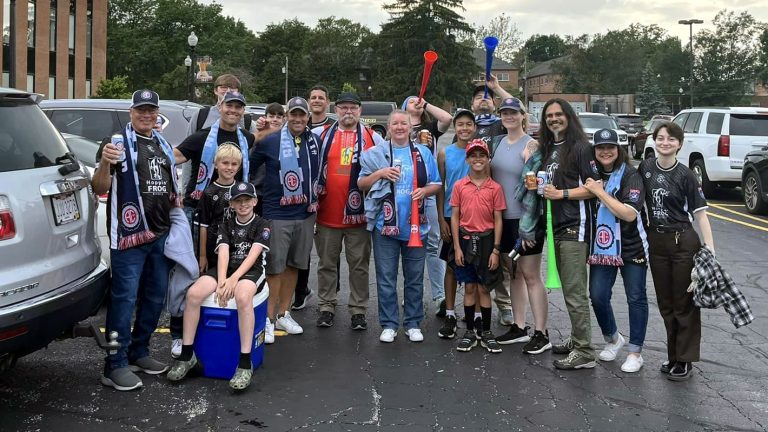 Rubber City Underground football supporters gathered in parking lot before game